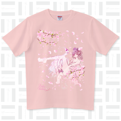 白鳥座のチュチュ 桜色舞うver. ガールズイラスト（Tシャツ）|デザイン