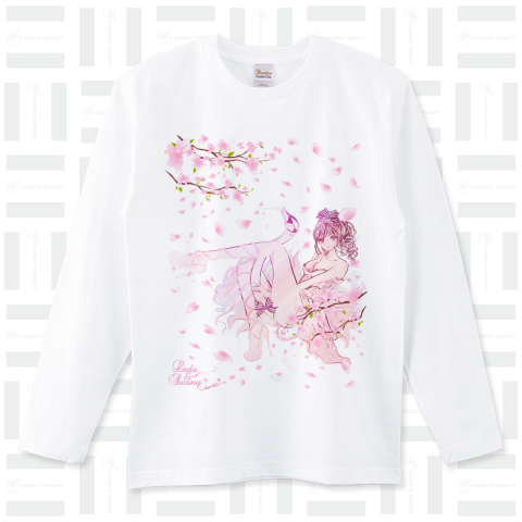 白鳥座のチュチュ 桜色舞うver. ガールズイラスト（ロングTシャツ