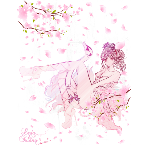白鳥座のチュチュ 桜色舞うver ガールズイラスト デザインtシャツ通販 Tシャツトリニティ