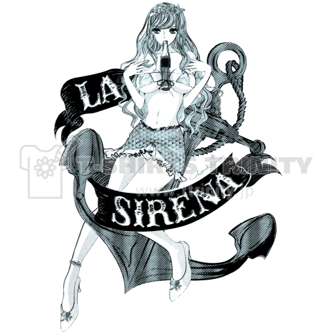 La Sirena 人魚姫系ピンナップガール ミニでモノクロver デザインtシャツ通販 Tシャツトリニティ