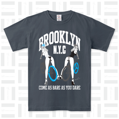 BROOKLYN NYC 自転車ガール ピンナップ  白ロゴ