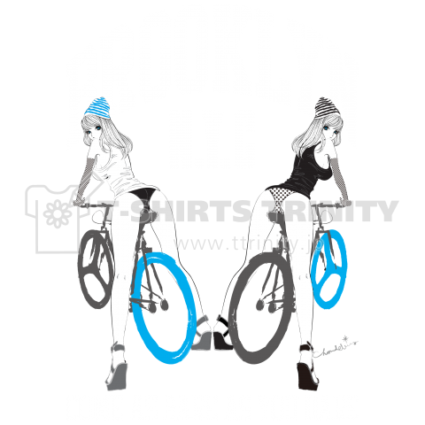 BROOKLYN NYC 自転車ガール ピンナップ  白ロゴ