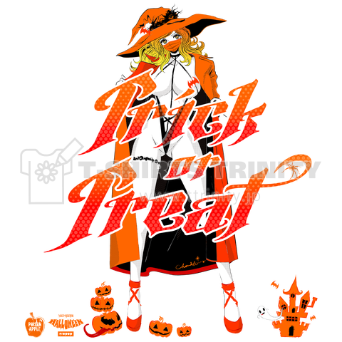 Trick or Treat ハロウィン 0504 魔女コス パンプキン色のロングコート