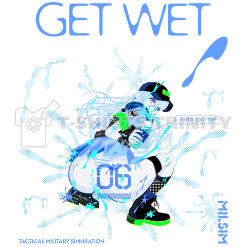 GET WET 0562 ミリタリー女子 サックス 水しぶき 迷彩