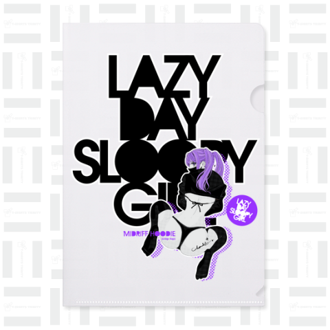 LAZY DAY SLOOPY GIRL 0574 ブラックフーディー女子 エロポップ ロゴ