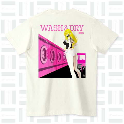 WASH & DRY 洗濯 ギャル 0570 ピンク ランドリー ガールズイラスト バックプリント