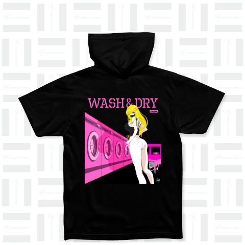 WASH & DRY 洗濯 ギャル 0570 ピンク ランドリー ガールズイラスト バックプリント