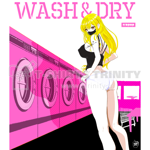 WASH & DRY 洗濯 ギャル 0570 ピンク ランドリー ガールズイラスト バックプリント