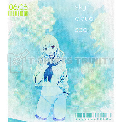 SKY-CLOUD-SEA 青い空と白い雲 水彩調 エロポップ