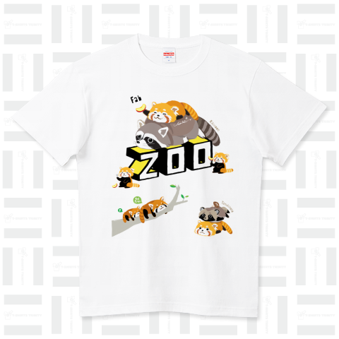 レッサーパンダとアライグマ(太)タヌキ添え 0627 ZOOロゴ