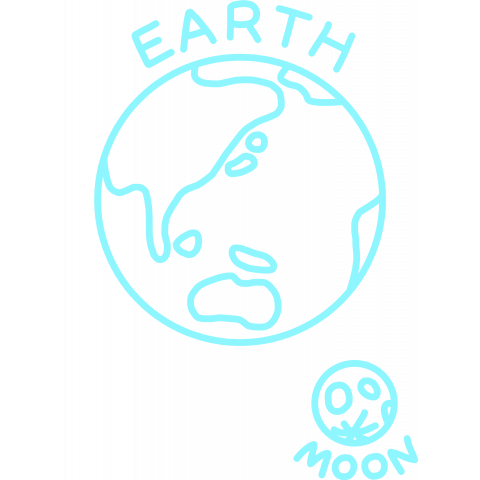 地球と月 水色 デザインtシャツ通販 Tシャツトリニティ