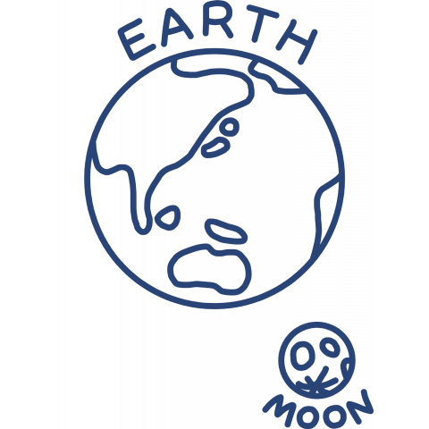地球と月 紺色 デザインtシャツ通販 Tシャツトリニティ