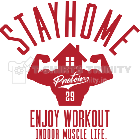 コロナウイルス寄付支援Tシャツ「MUSCLE STAYHOME」[RED]