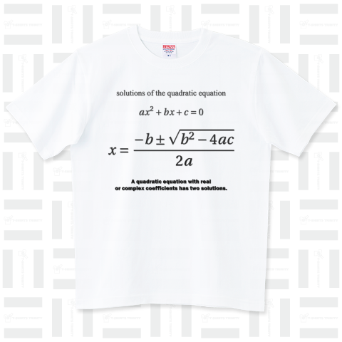 数式Tシャツ:2次方程式の解の公式:高校数学