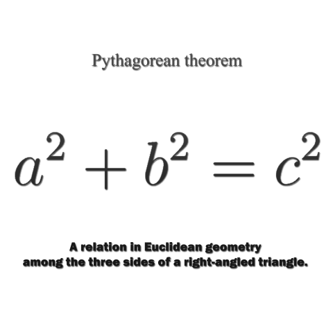 数式Tシャツ:ピタゴラスの定理:算数・数学の直角三角形における公式