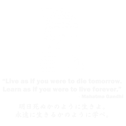 名言Tシャツ:ガンジーの名言「明日死ぬかのように生きよ。永遠に生きるかのように学べ。」_白