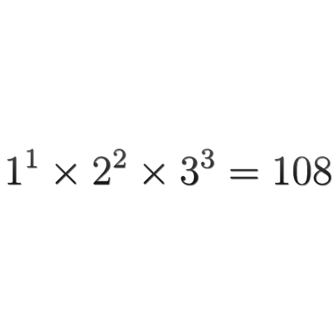 数学Tシャツ:面白い数学の計算_累乗の掛け算=煩悩の数