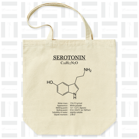 化学Tシャツ:セロトニン(精神安定・感情コントロール):化学構造シリーズ:分子式デザイン