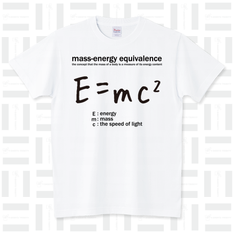 科学Tシャツ:E=mc2(エネルギー、質量、光速の関係式):アインシュタイン・相対性理論:学問・物理学・数学