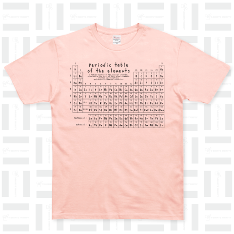 化学Tシャツ:元素周期表(原子番号順):学問・科学_黒片面