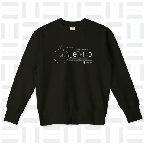 数学Tシャツ:オイラーの等式(オイラーの公式)D_白:円周率・虚数・ネイピア数:学問・数式・科学