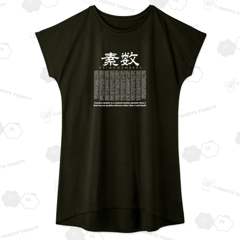 数学Tシャツ:素数のリスト(1から1000まで)_白