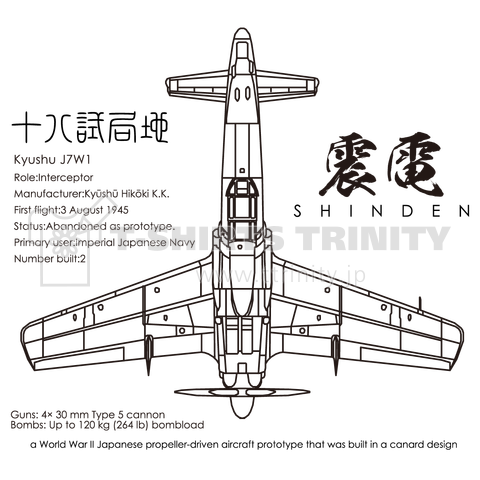 震電(しんでん):戦闘機:日本軍:陸軍:WW2:第二次世界大戦:太平洋戦争:ゼロ戦