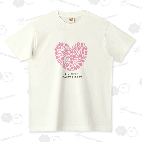 Ukulele Sweet Heart オーガニックコットンTシャツ(5.3オンス)