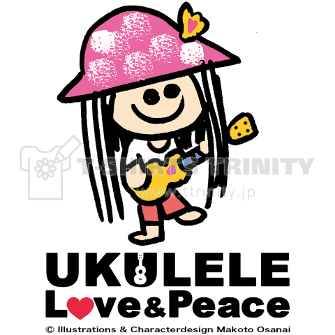 UKULELE Love & Peace 幸せを呼ぶTシャツ