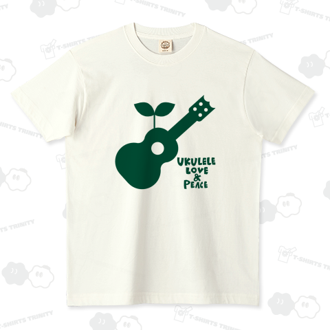 Ukulele Love & Peace オーガニックコットンTシャツ(5.3オンス)