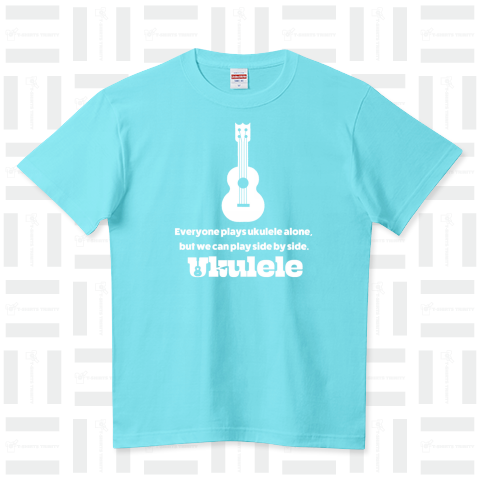 Everyone plays ukulele alone, but we can play side by side. 幸せを呼ぶTシャツ