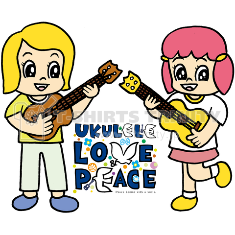 Ukulele Love & Peace Tshirts