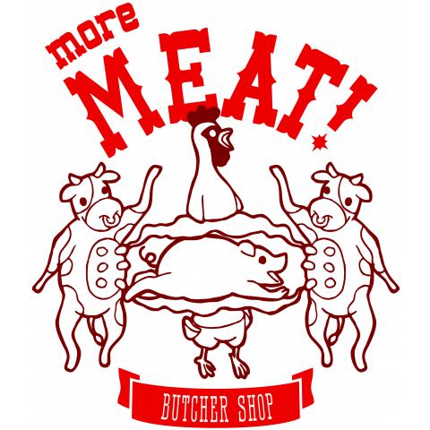 Butcher shop more meat! red