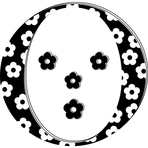 モノトーン 花柄イニシャルO