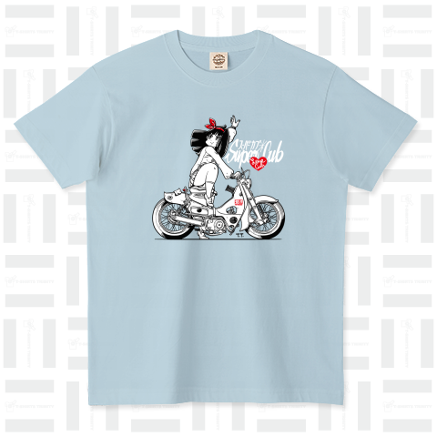 スーパーカブ*Super Cub (Love Cub)。W オーガニックコットンTシャツ(5.3オンス)