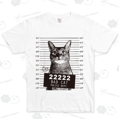 猫マグショット ベーシックTシャツ(5.0オンス)