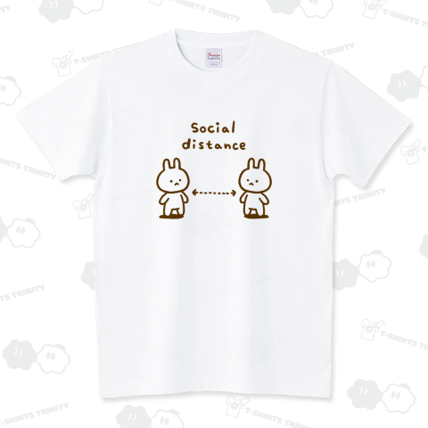 ソーシャルディスタンスうさぎ スタンダードTシャツ(5.6オンス)