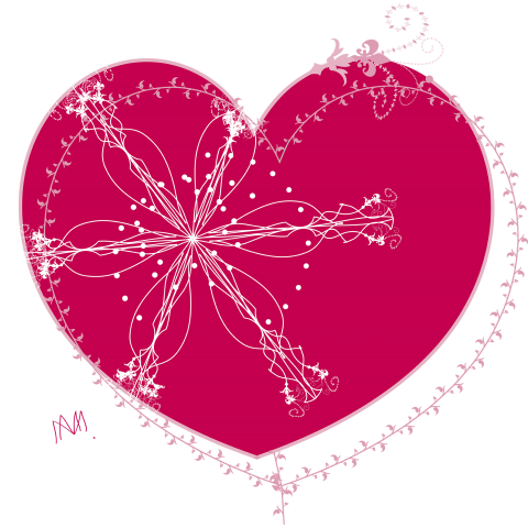 Snowy heart pink