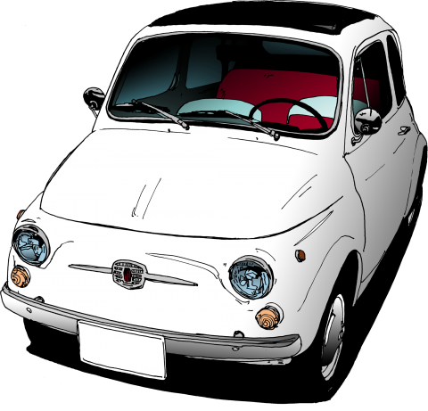 Fiat500 フィアット500 チンクエチェント 乗り物 自動車 車 クルマ イラスト レトロ デザインtシャツ通販 Tシャツトリニティ