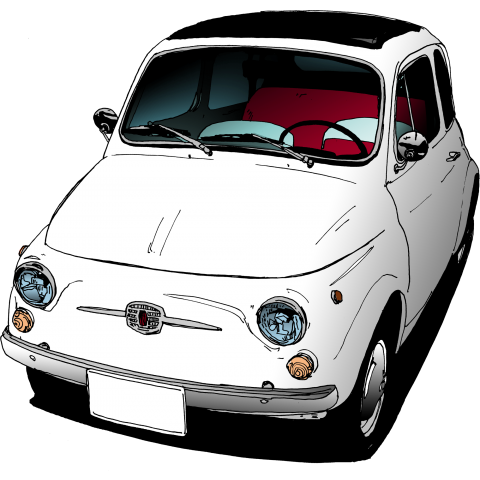 Fiat500 フィアット500 チンクエチェント 乗り物 自動車 車 クルマ イラスト レトロ デザインtシャツ通販 Tシャツトリニティ