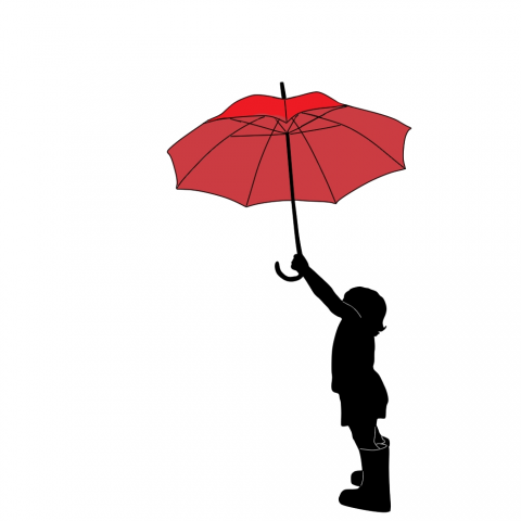 赤い傘を持つ少女 デザインtシャツ通販 Tシャツトリニティ