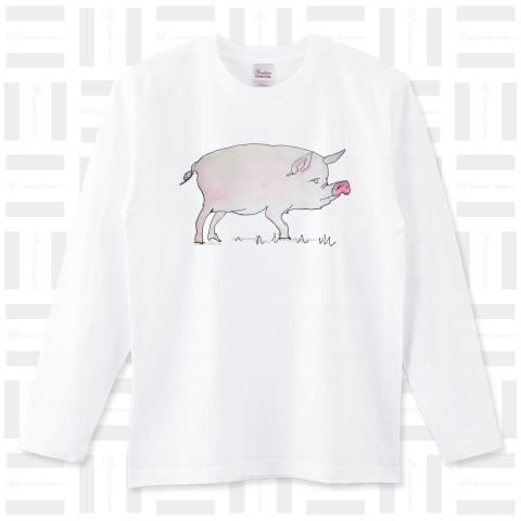 豚の水彩画、背面:ラマの水彩画