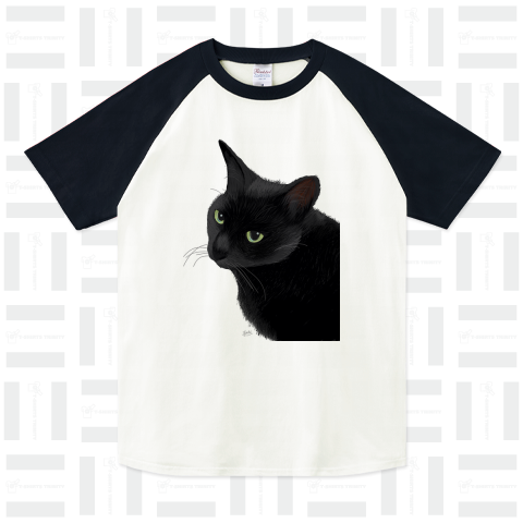 カッコイイ黒猫（ラグランTシャツ）|デザインTシャツ通販【T ...