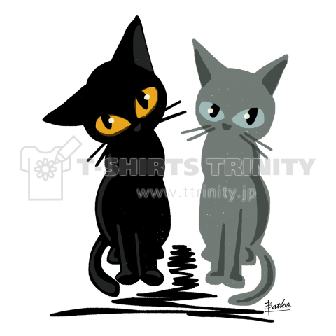 黒猫とロシアンブルー デザインtシャツ通販 Tシャツトリニティ