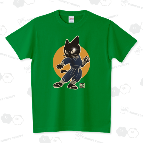 月と黒猫忍者 スタンダードTシャツ(5.6オンス)