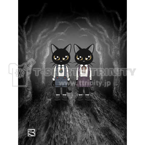 暗闇の双子猫