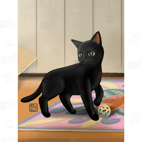 Black Little Kitty On The Rug