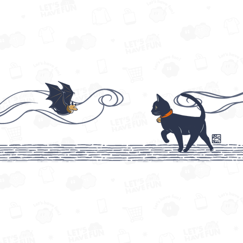 黒猫WHIMとコウモリの出会い