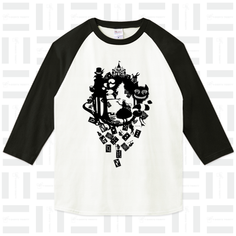 アリスの森(不思議の国のアリス)シルエット（7分袖Tシャツ）|デザインT