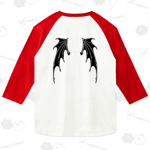 悪魔の羽-スカルウイング(ベースボールTシャツ)|デザインT 悪魔の羽-スカルウイング(ベースボールTシャツ)|デザインT